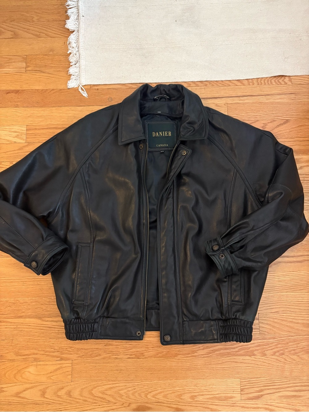 Danier Black Leather Bomber Jacket